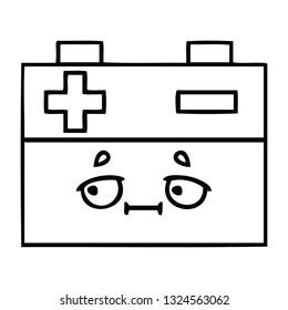line drawing cartoon of a car battery