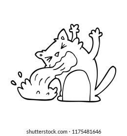 dibujo en línea gato enfermo