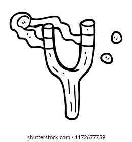 line drawing cartoon catapult toy