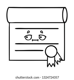 line drawing cartoon of a certificate