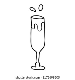 line drawing cartoon champagne