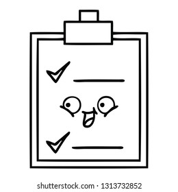 line drawing cartoon of a check list