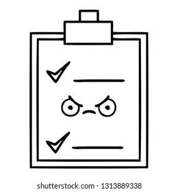line drawing cartoon of a check list