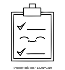 line drawing cartoon of a check list