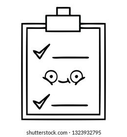 line drawing cartoon of a check list
