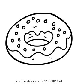 line drawing cartoon chocolate coated donut