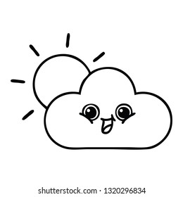 line drawing cartoon of a cloud and sunshine