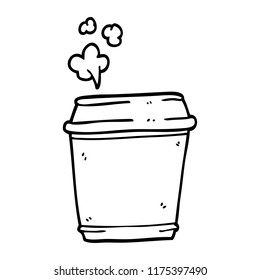 line drawing cartoon coffee cup