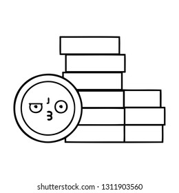 line drawing cartoon of a coins