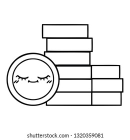 line drawing cartoon of a coins