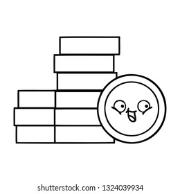 line drawing cartoon of a coins