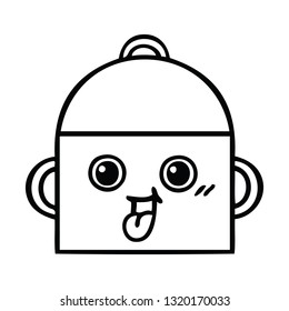 line drawing cartoon of a cooking pot