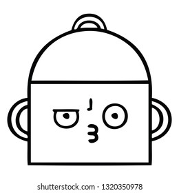 line drawing cartoon of a cooking pot