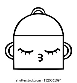 line drawing cartoon of a cooking pot