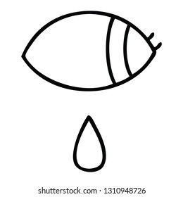 line drawing cartoon of a crying eye looking to one side