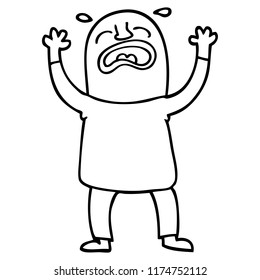 line drawing cartoon crying man