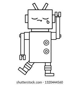 Zeichenkartoon eines weinenden Roboters