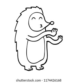 line drawing cartoon dancing hedgehog