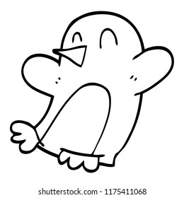 line drawing cartoon dancing penguin