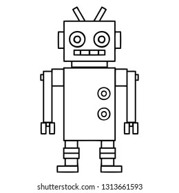 line drawing cartoon of a dancing robot