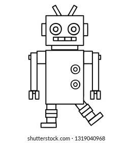 dibujo en línea de un robot bailarín