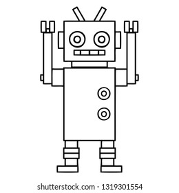 line drawing cartoon of a dancing robot
