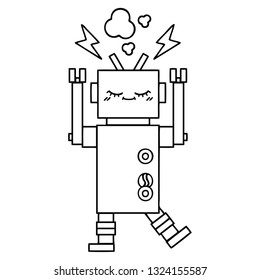 line drawing cartoon of a dancing robot