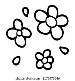 line drawing cartoon decorative flowers