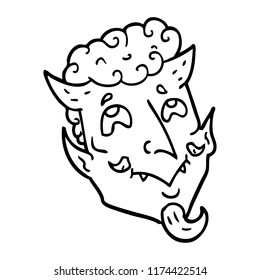 line drawing cartoon devil face