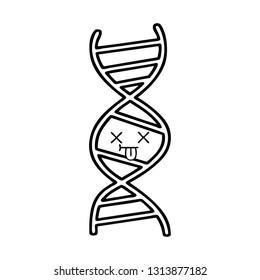 line drawing cartoon of a DNA strand