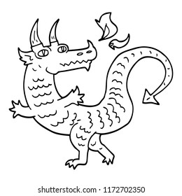 Line Drawing Cartoon Dragon Stock Vector (Royalty Free) 1172702350