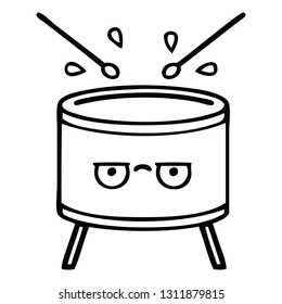 line drawing cartoon of a drum