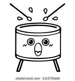 line drawing cartoon of a drum