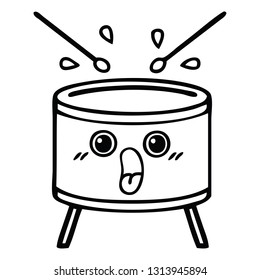 line drawing cartoon of a drum