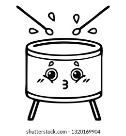 line drawing cartoon of a drum