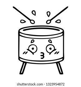 line drawing cartoon of a drum