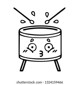 line drawing cartoon of a drum