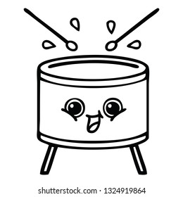 line drawing cartoon of a drum
