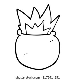 line drawing cartoon exploding cauldron 