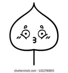 line drawing cartoon of a expressional leaf