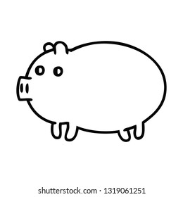 line drawing cartoon of a fat pig
