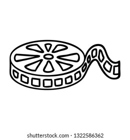 line drawing cartoon of a film reel 
