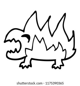 line drawing cartoon fire demon