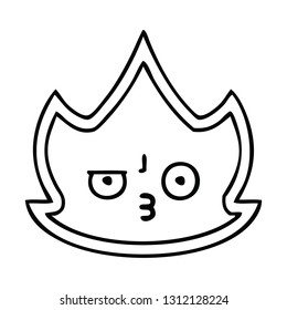 line drawing cartoon of a fire flame