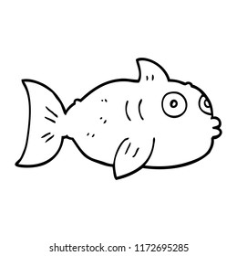 line drawing cartoon fish 