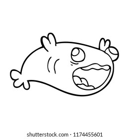 line drawing cartoon of a fish