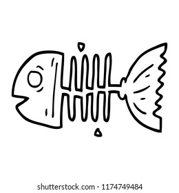 Line Drawing Cartoon Fish Bones Stock Vector (Royalty Free) 1174749484 ...