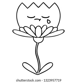 line drawing cartoon of a flower