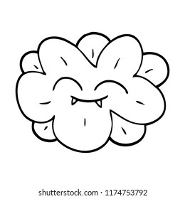 line drawing cartoon flower with fangs