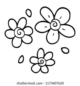 line drawing cartoon flowers